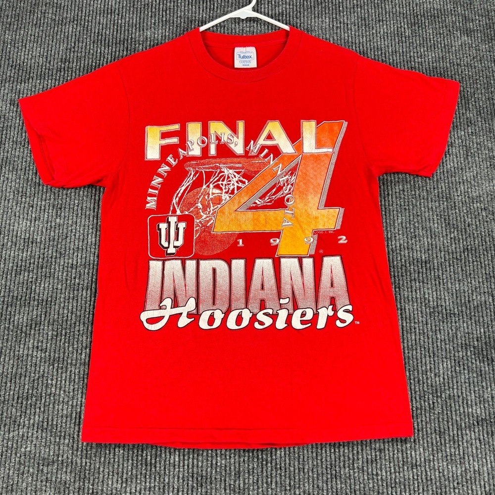 Vintage 1992 Indiana Hoosiers Final 4 Shirt Tultex Red Crew Single Stitch Medium